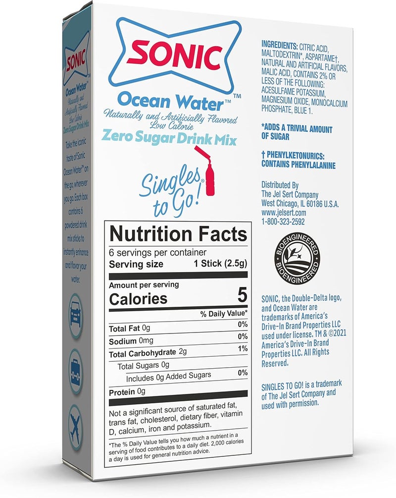 SINGLES TO GO! Sonic Ocean Water Powdered Drink Mix - 72 Sticks - Image 2